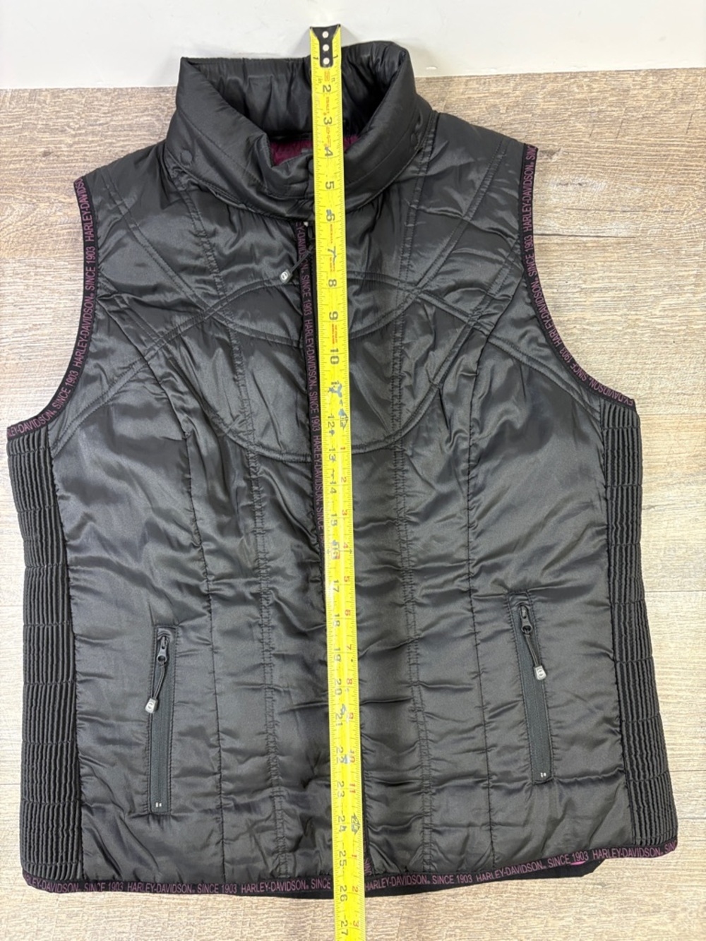 Harley-Davidson Quilted Puffer Vest | Black w/ Purple Accents | Moto Layer L - Picture 11 of 11